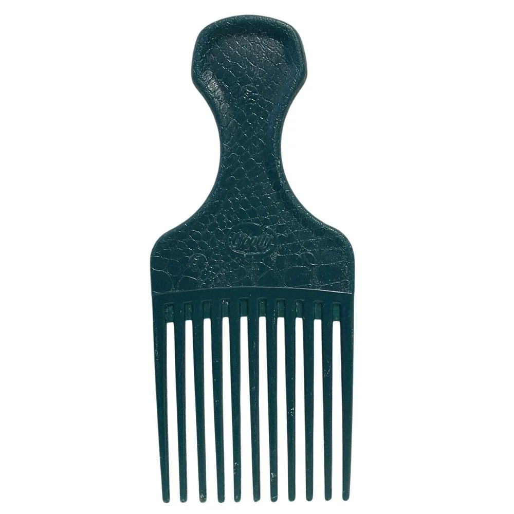 Vintage Used Goody Large Green Lift Hair Pick Faux Croc Snake‎ Skin Leather
